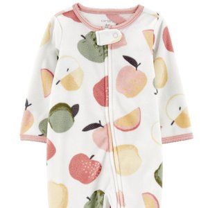 Apple Fleece Footie Pajamas - Size 6 Months
